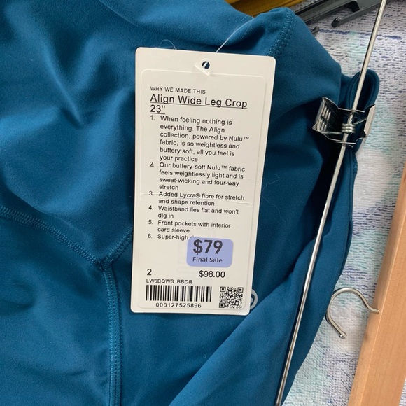 Lululemon Align wide leg crop size 2 - Picture 3 of 3